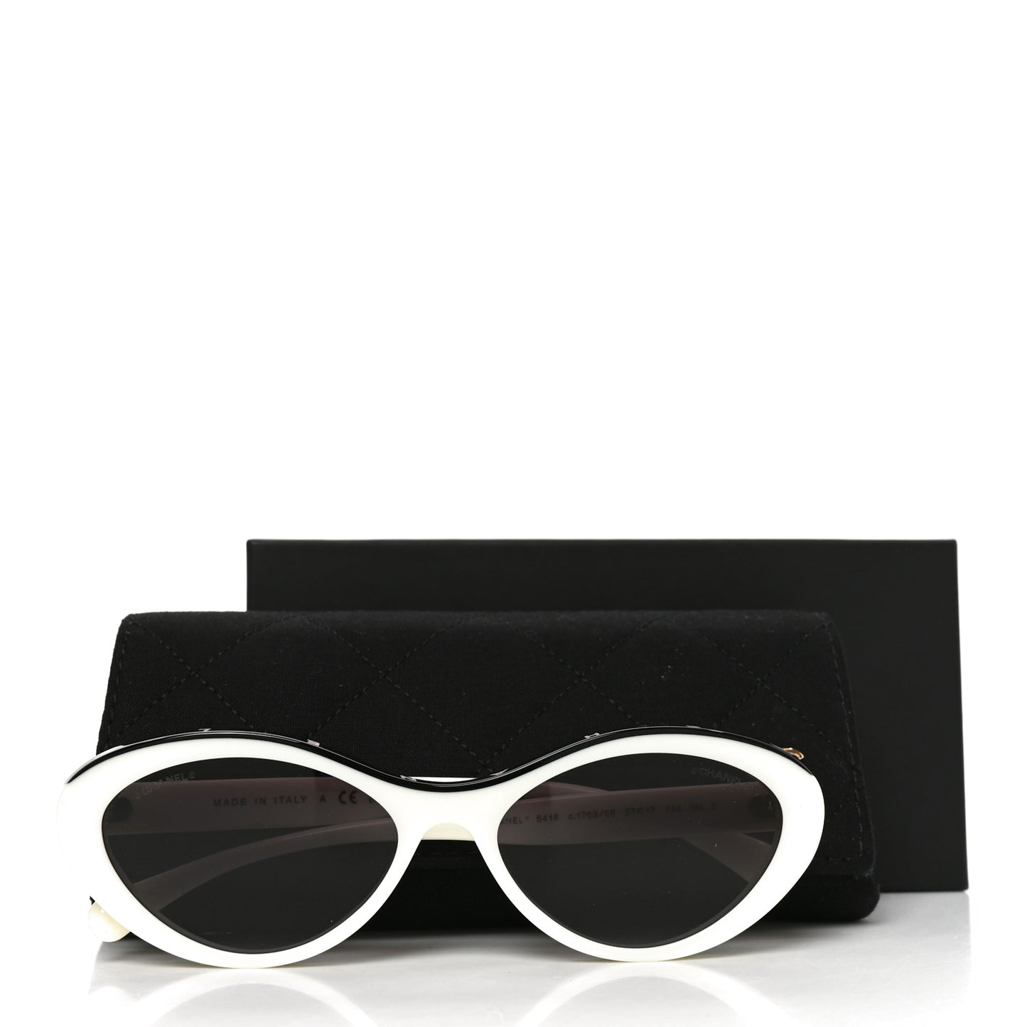 Acetate Oval Sunglasses 5416 White Black