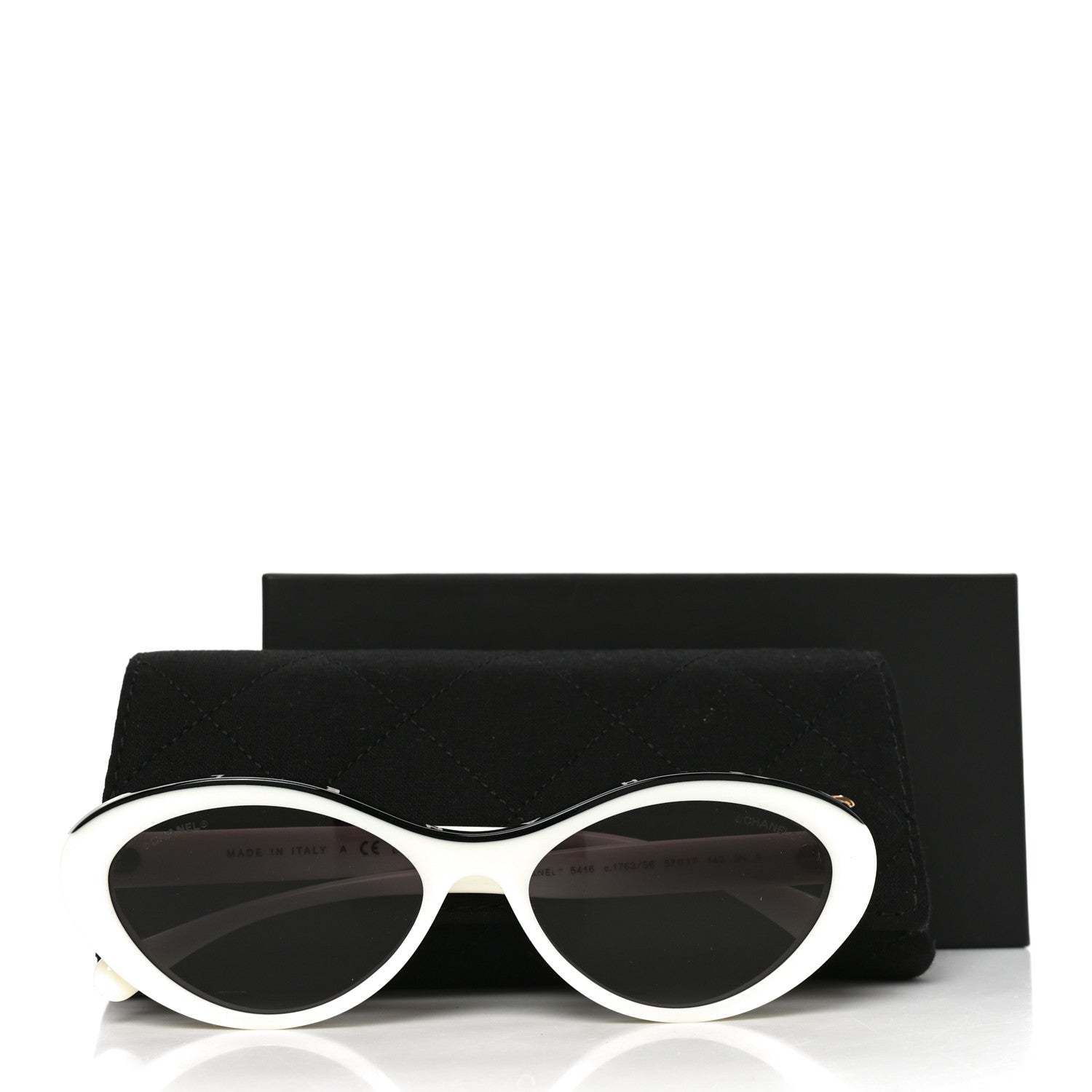 Chanel Acetate Oval Sunglasses 5416 White Black 7 of 7