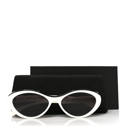 Chanel Acetate Oval Sunglasses 5416 White Black 7 of 7