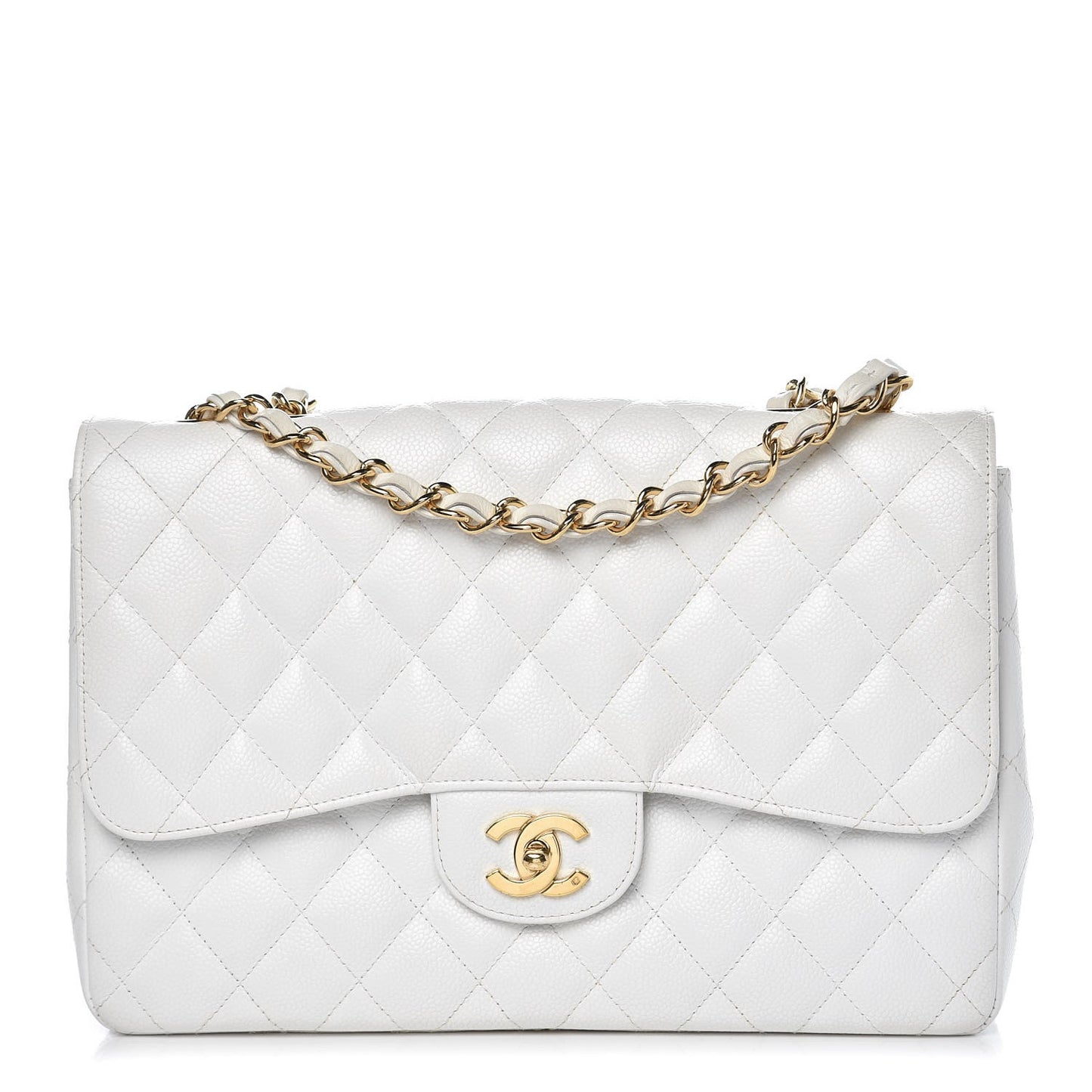 Caviar Quilted Jumbo Single Flap White