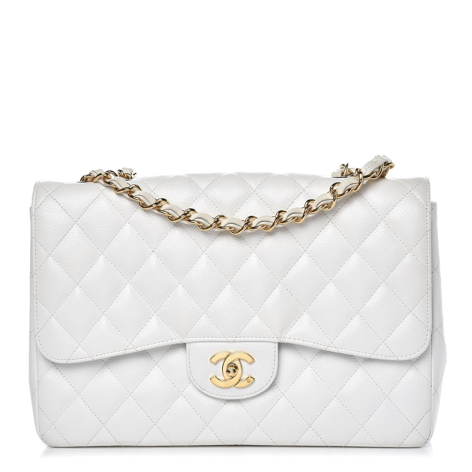 Chanel Caviar Quilted Jumbo Single Flap White 1 of 11