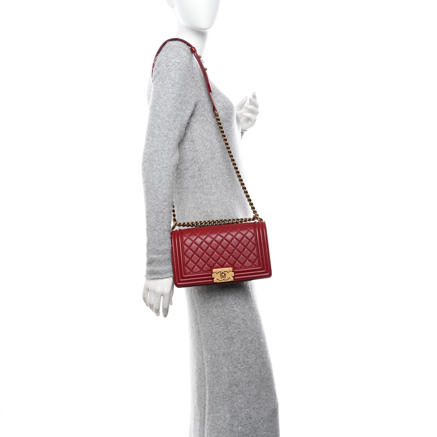 Chanel Lambskin Quilted Medium Boy Flap Dark Red 2 of 13