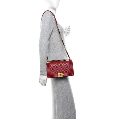 Chanel Lambskin Quilted Medium Boy Flap Dark Red 2 of 13