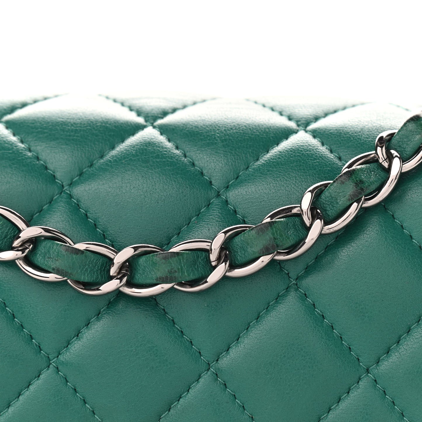 Lambskin Quilted Mini Rectangular Flap Green
