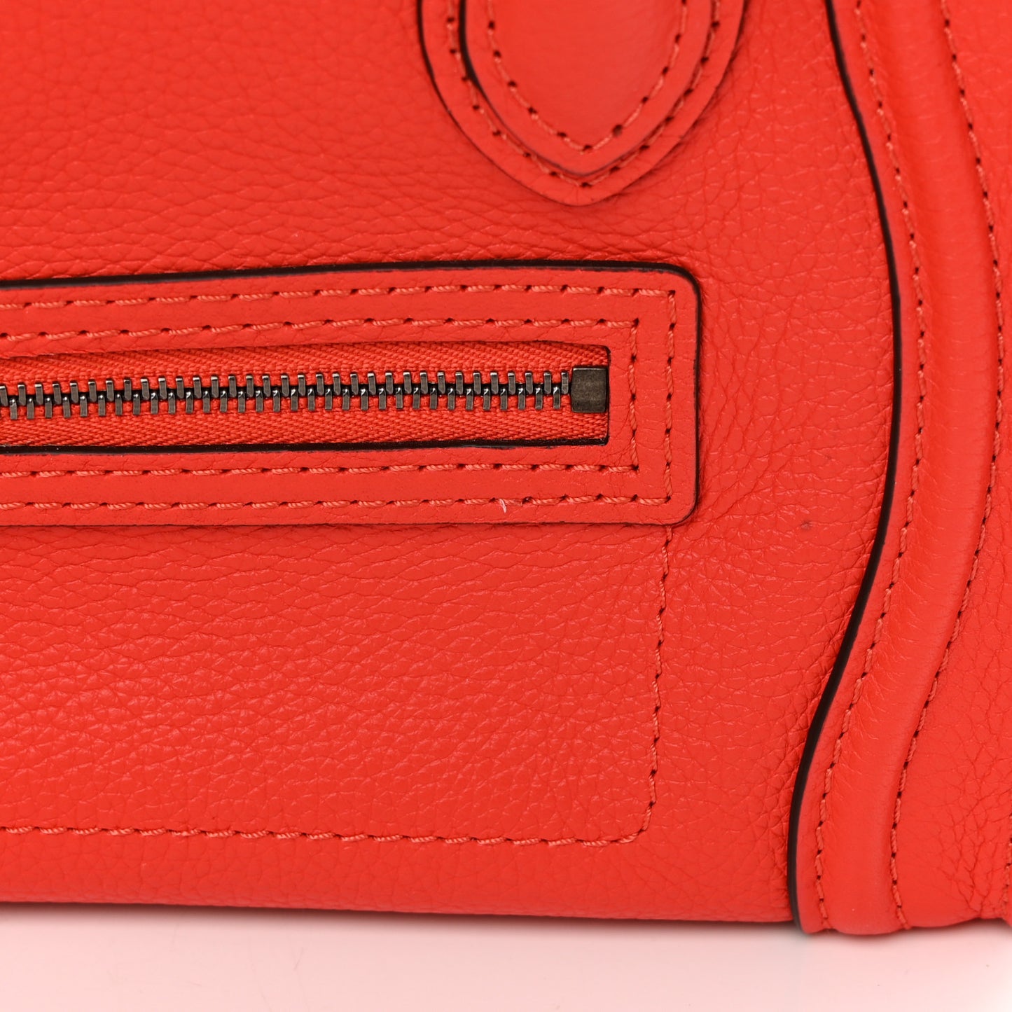 Drummed Calfskin Nano Luggage Coquelicot