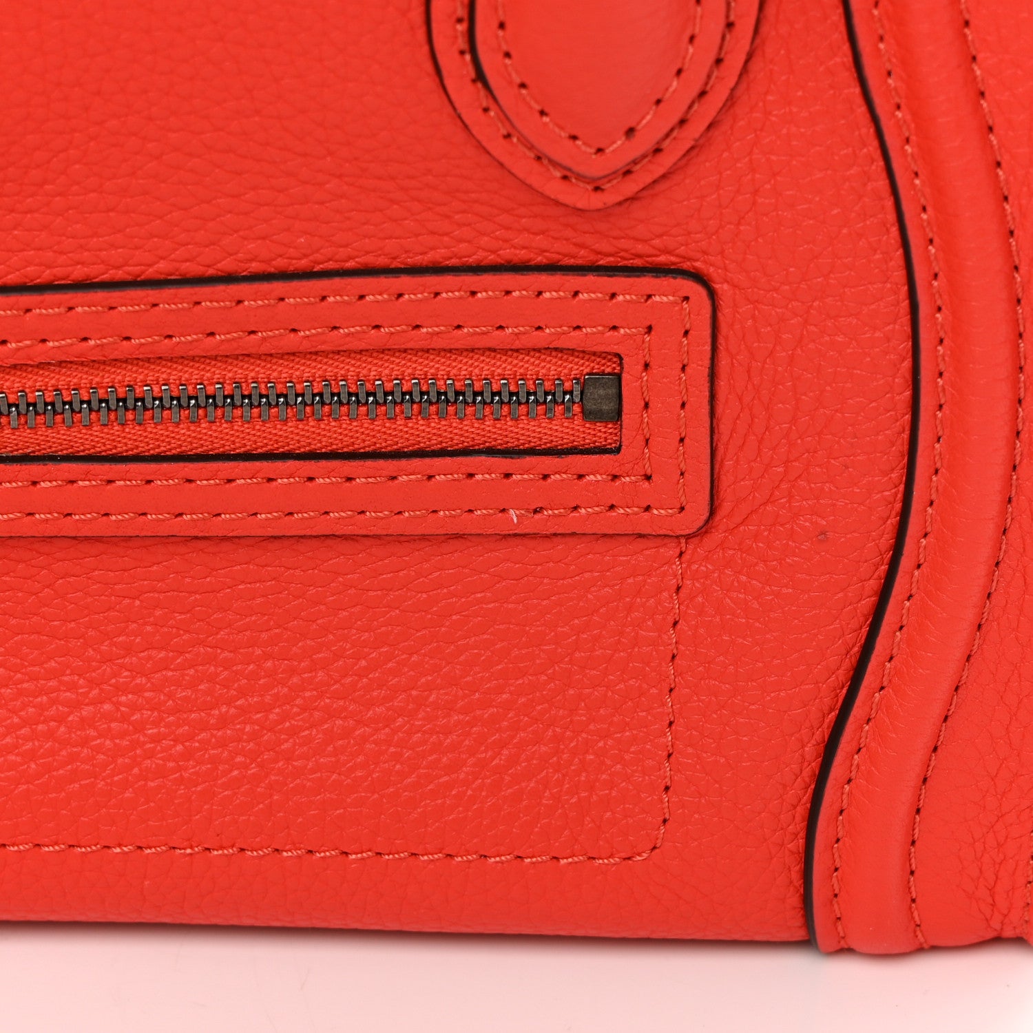 Celine Drummed Calfskin Nano Luggage Coquelicot 11 of 13