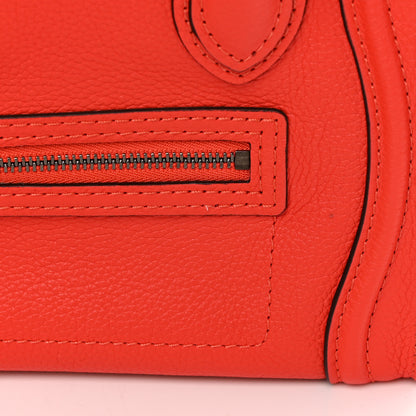 Celine Drummed Calfskin Nano Luggage Coquelicot 11 of 13