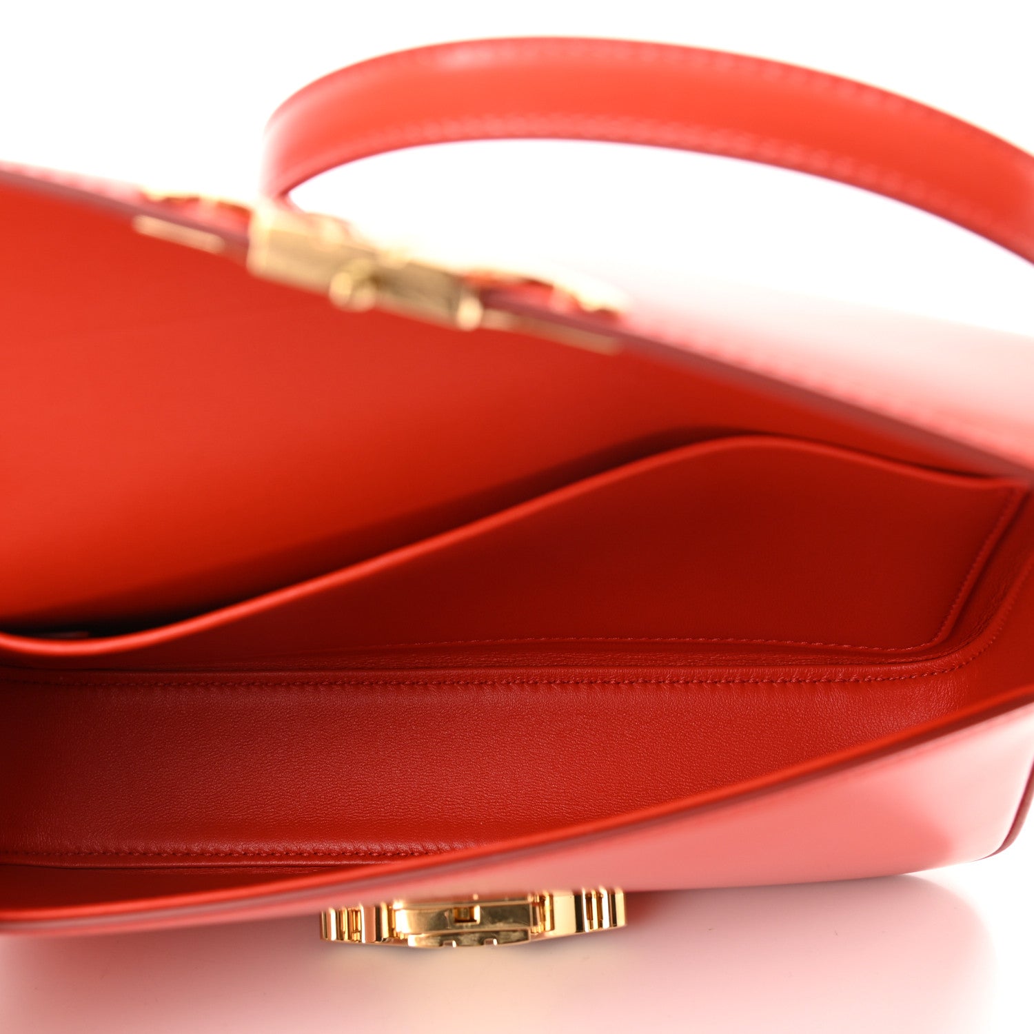 Celine Shiny Calfskin Triomphe Shoulder Bag Bright Red 5 of 11