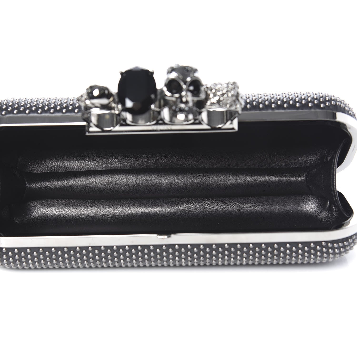 Alexander McQueen Nappa Studded Skull Knuckle Box Clutch Black 5 of 9