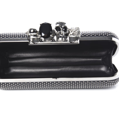 Alexander McQueen Nappa Studded Skull Knuckle Box Clutch Black 5 of 9