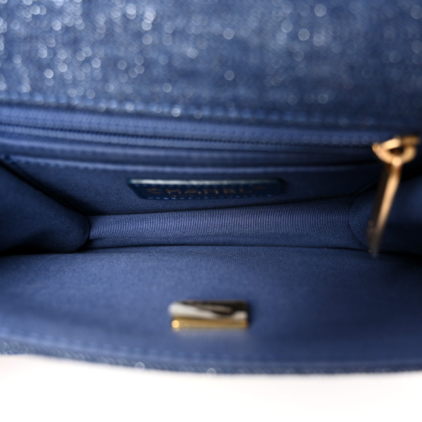 Denim Quilted Double You Mini Flap Blue