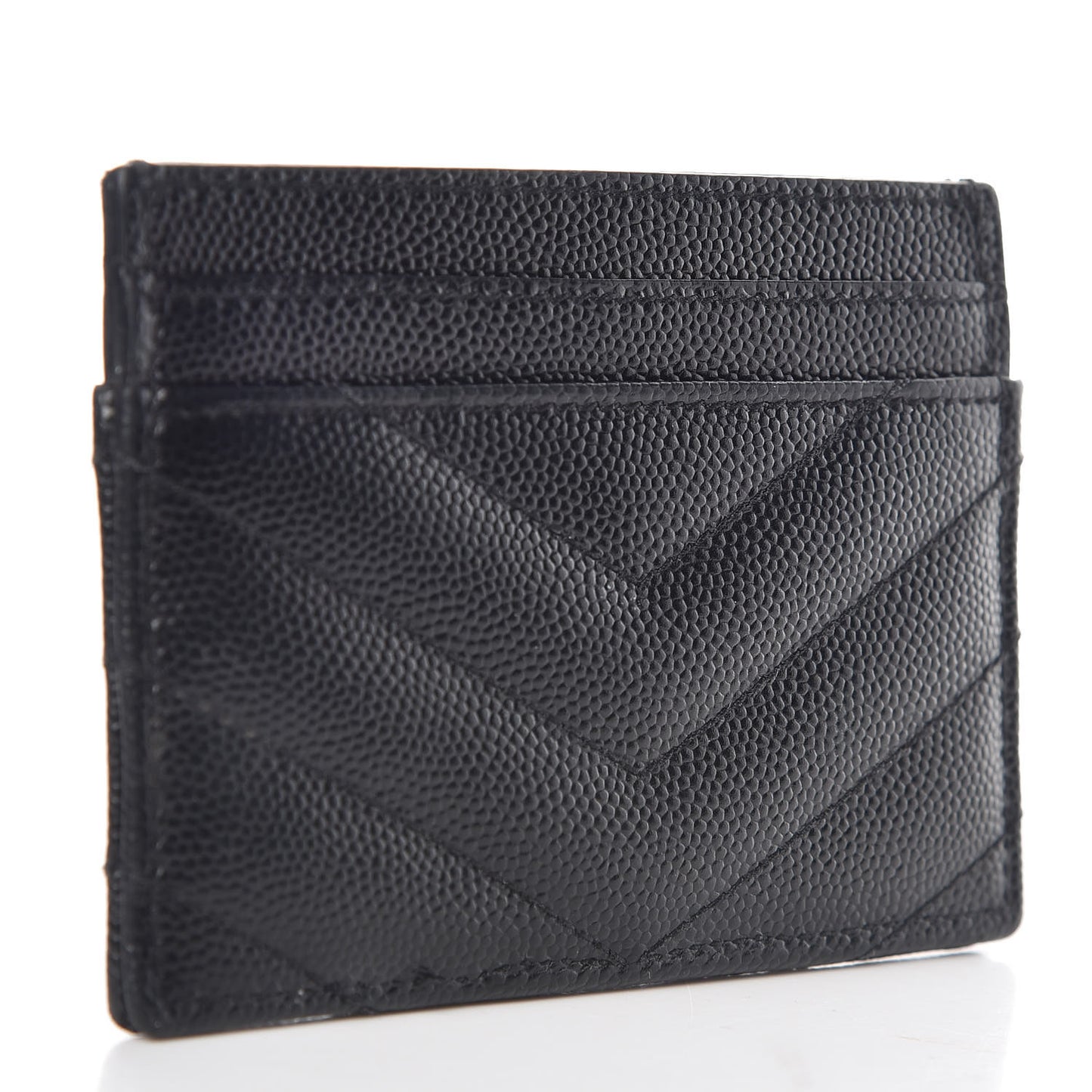 Grain De Poudre Matelasse Chevron Monogram Credit Card Case Black