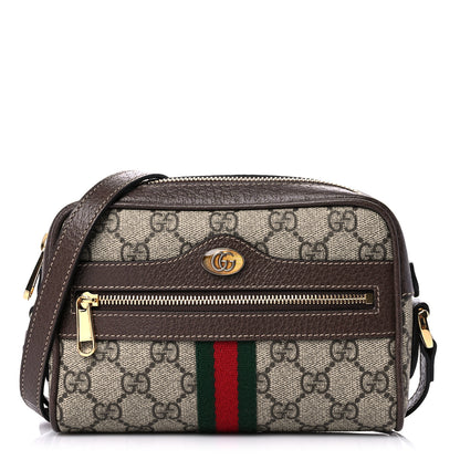 Gucci GG Supreme Monogram Web Mini Ophidia Shoulder Bag Brown 1 of 11