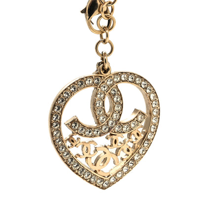 Chanel Swarovski Crystal Pearl CC Heart Necklace Gold 9 of 10