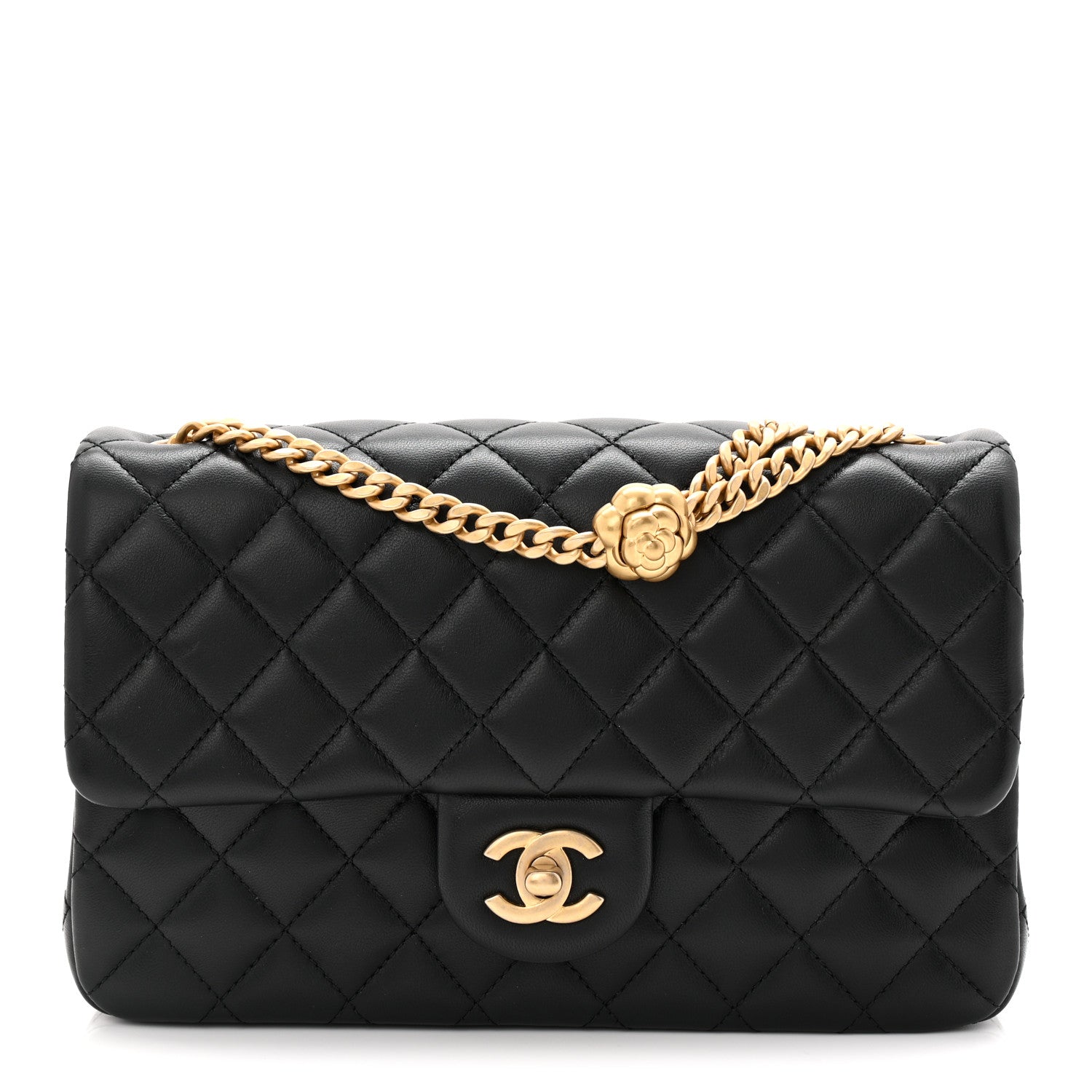 Chanel Lambskin Quilted Small Sweet Camellia Flap Black 1 of 11