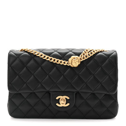 Chanel Lambskin Quilted Small Sweet Camellia Flap Black 1 of 11