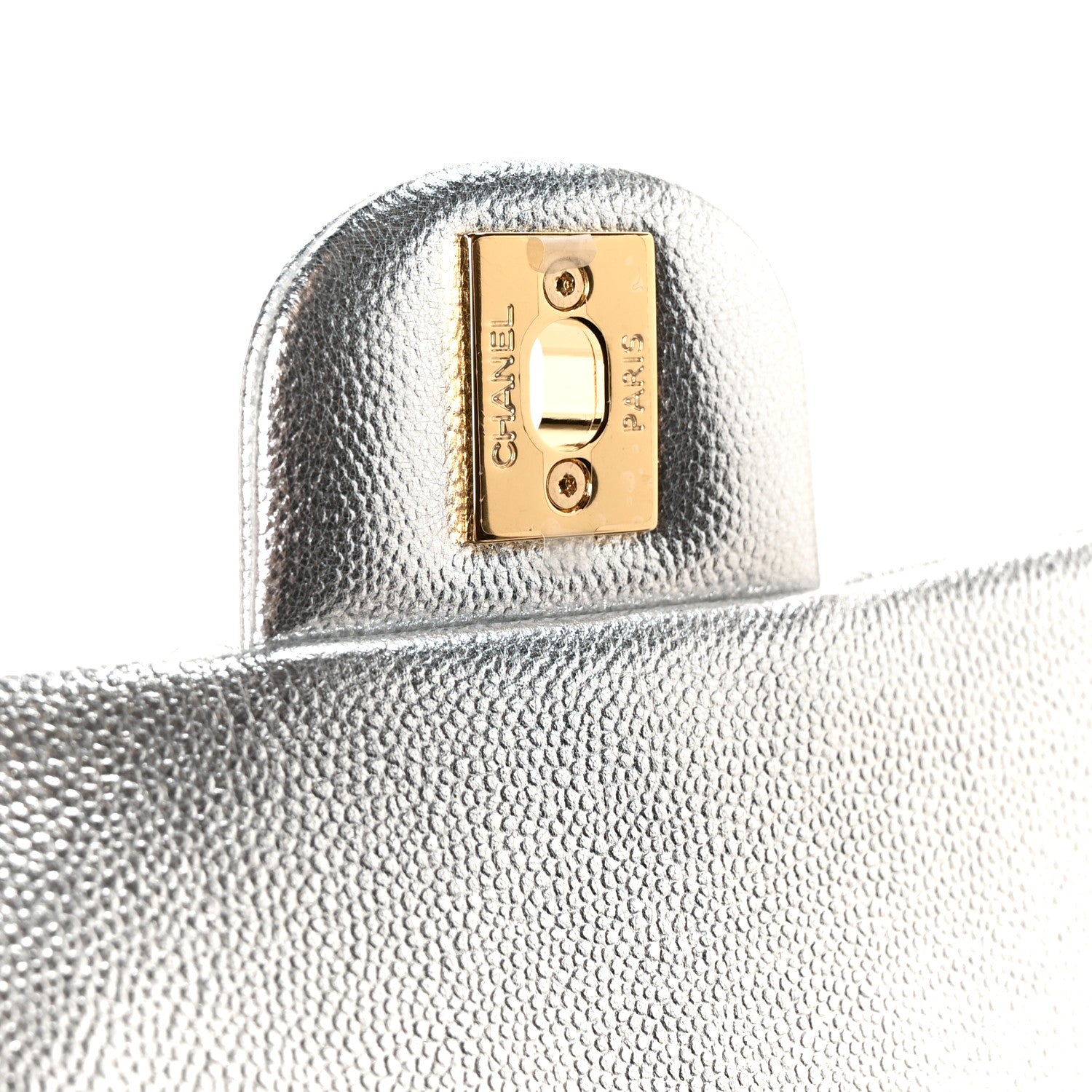 Chanel Metallic Caviar Quilted Top Handle East West Flap Silver 7 of 12