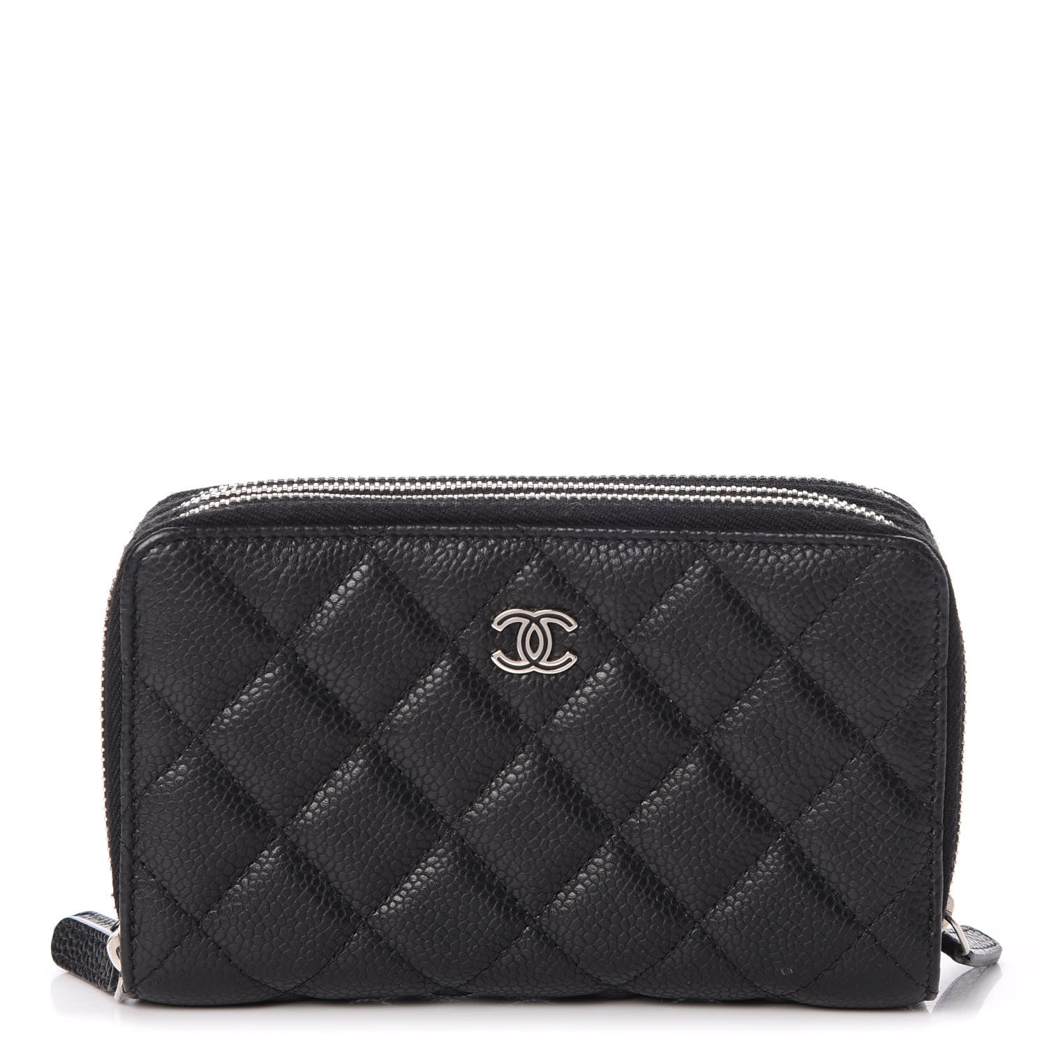 Chanel Caviar Quilted Large Zip Around Phone Holder Black 1 of 15
