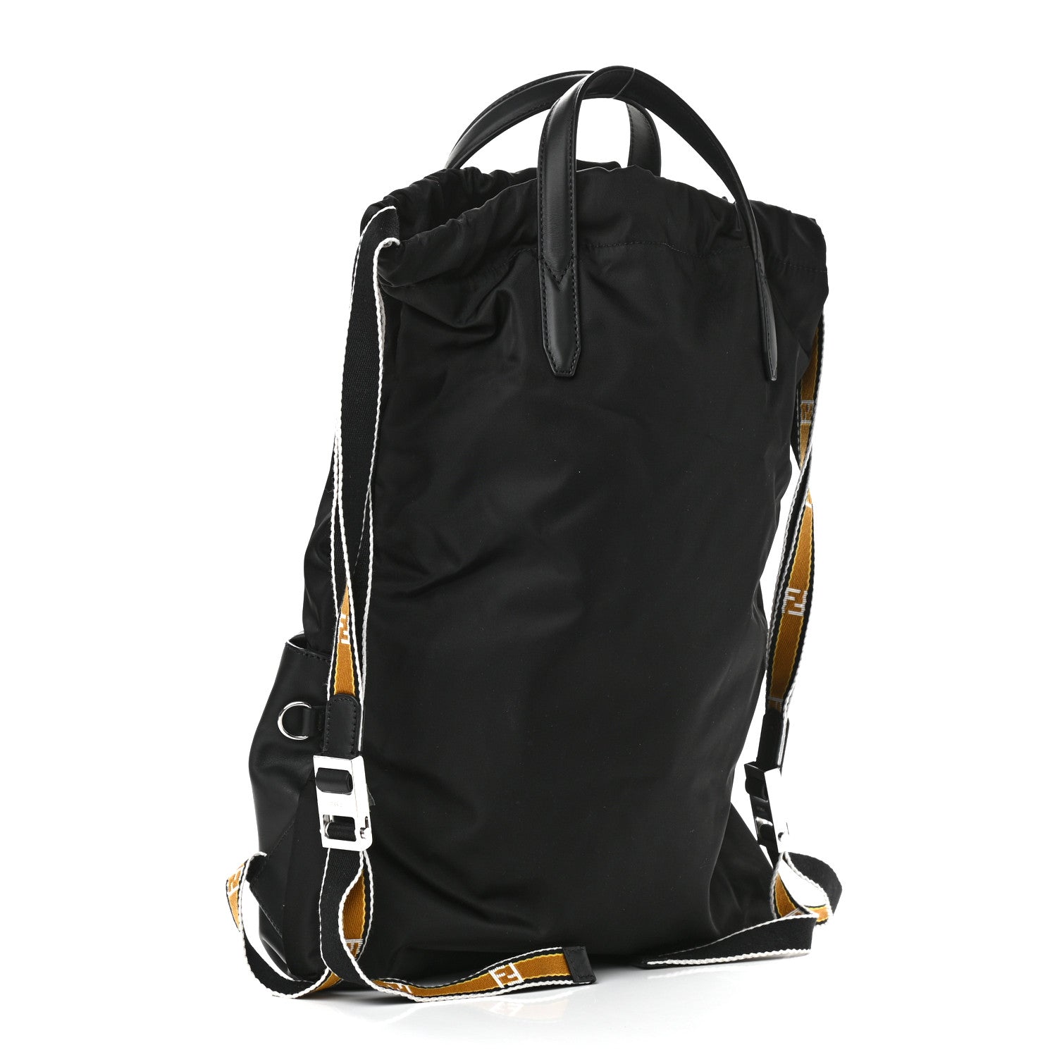 Fendi Nylon Vitello Drawstring Backpack Black 2 of 9