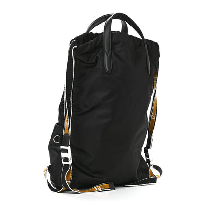 Fendi Nylon Vitello Drawstring Backpack Black 2 of 9