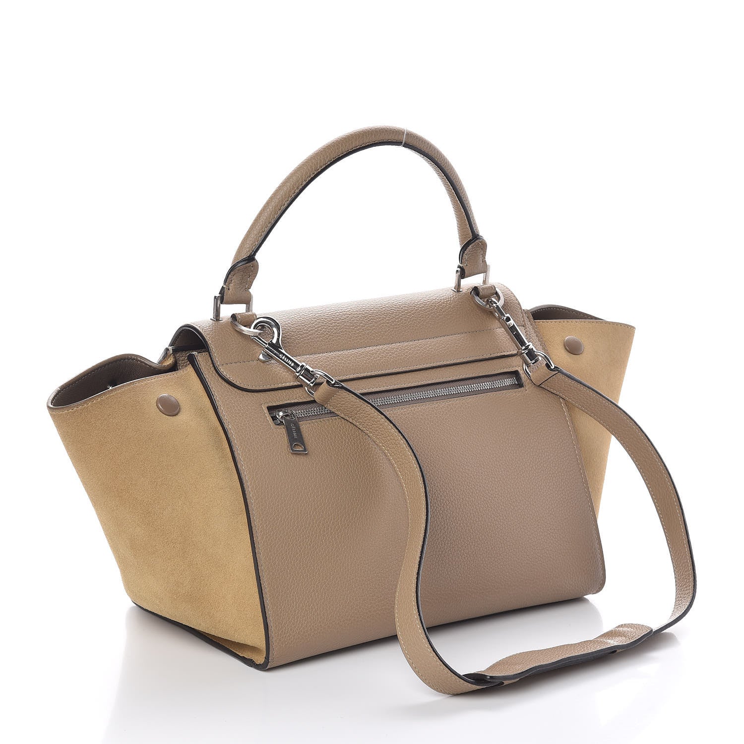 Celine Drummed Calfskin Suede Medium Trapeze Dune 3 of 9