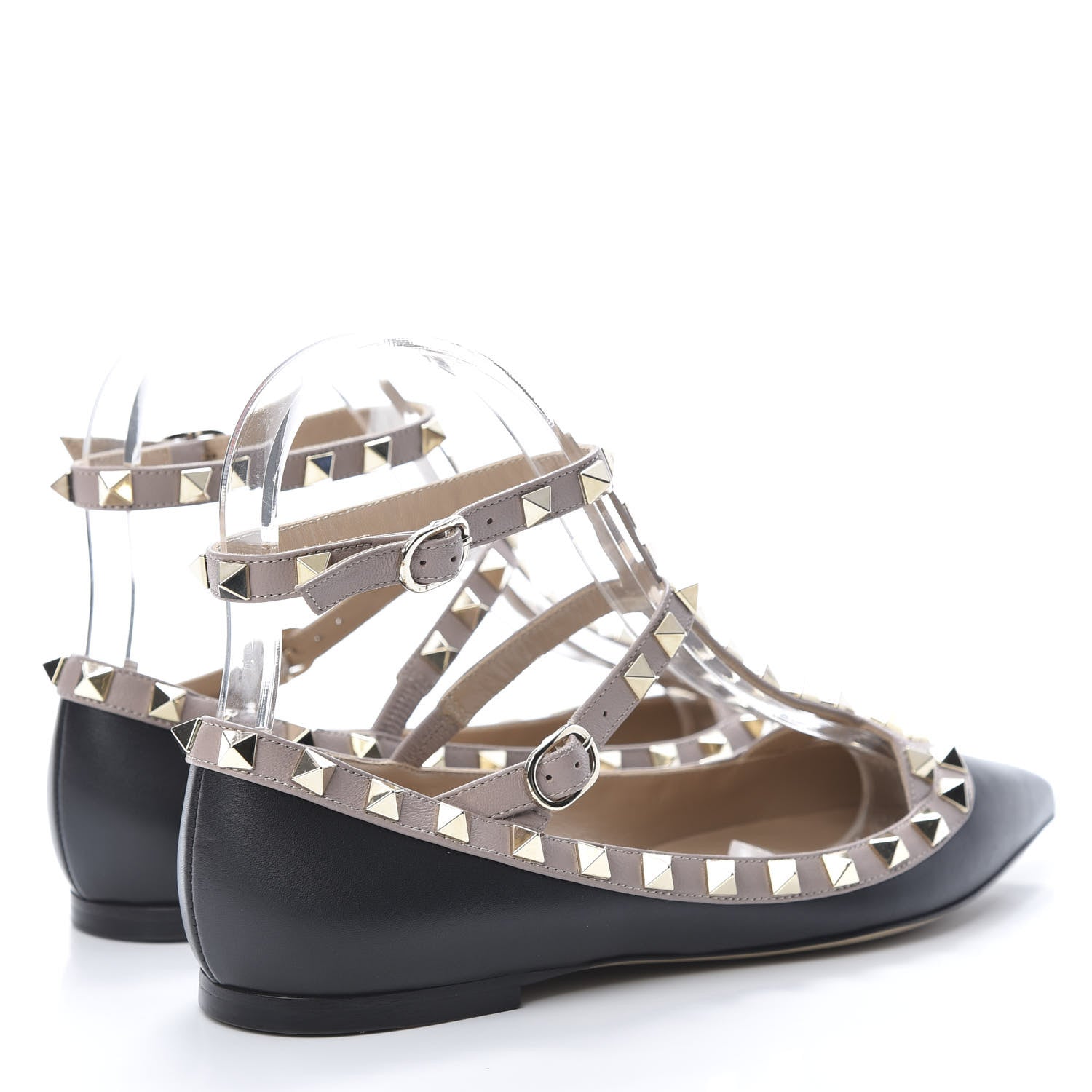 Valentino Garavani Nappa Rockstud Cage Ballerina Flats 36 Black Poudre 4 of 9