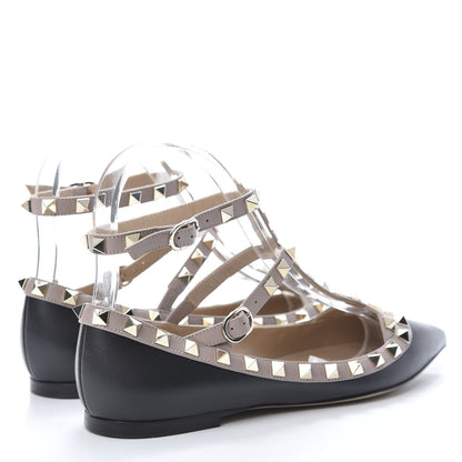 Valentino Garavani Nappa Rockstud Cage Ballerina Flats 36 Black Poudre 4 of 9
