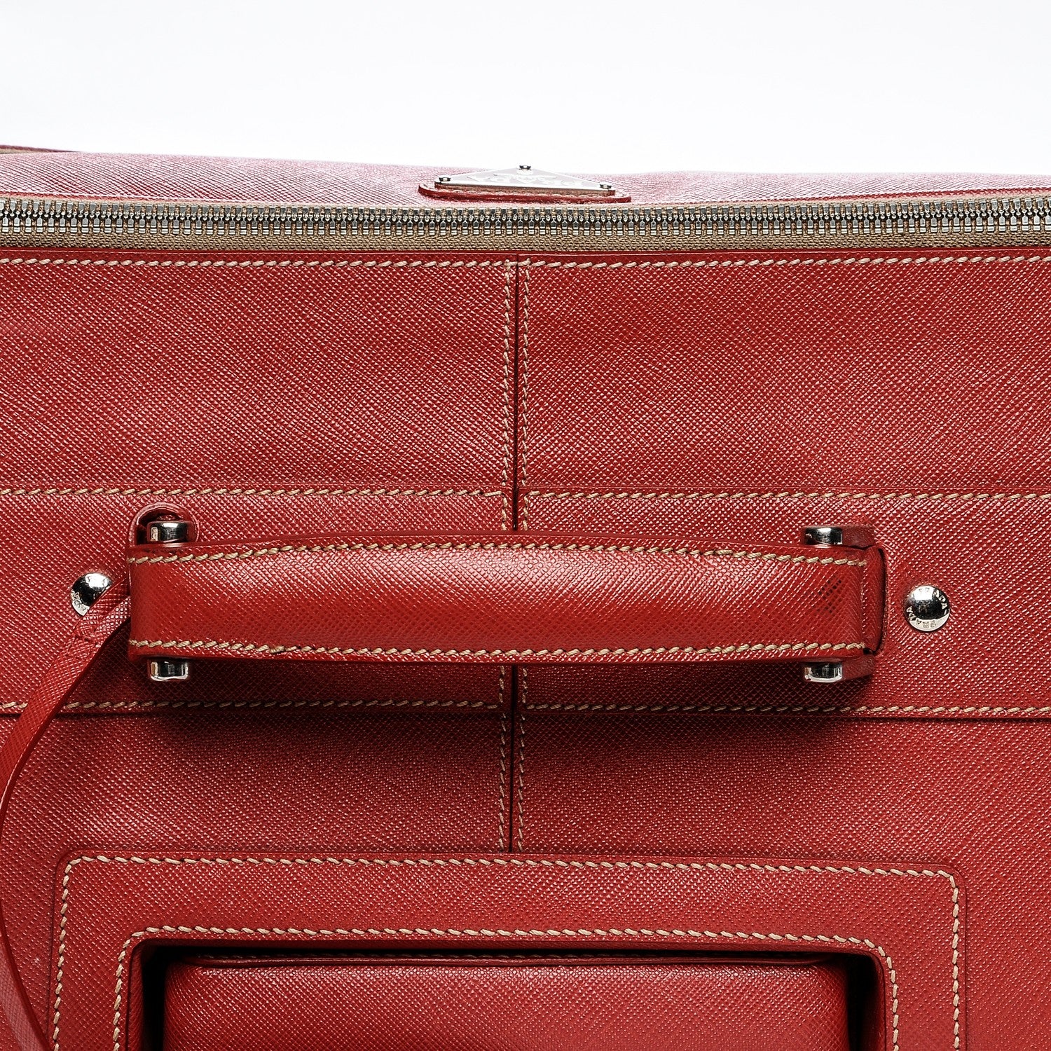 Prada Saffiano Trolley Luggage Fuoco 9 of 10