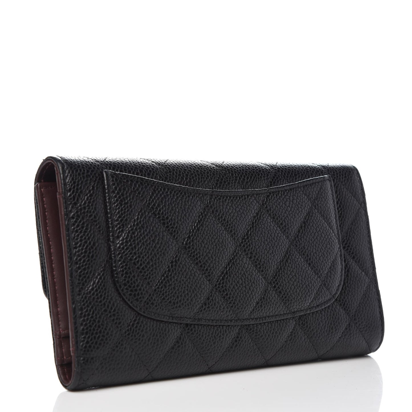 Caviar Quilted Large Flap Wallet Black