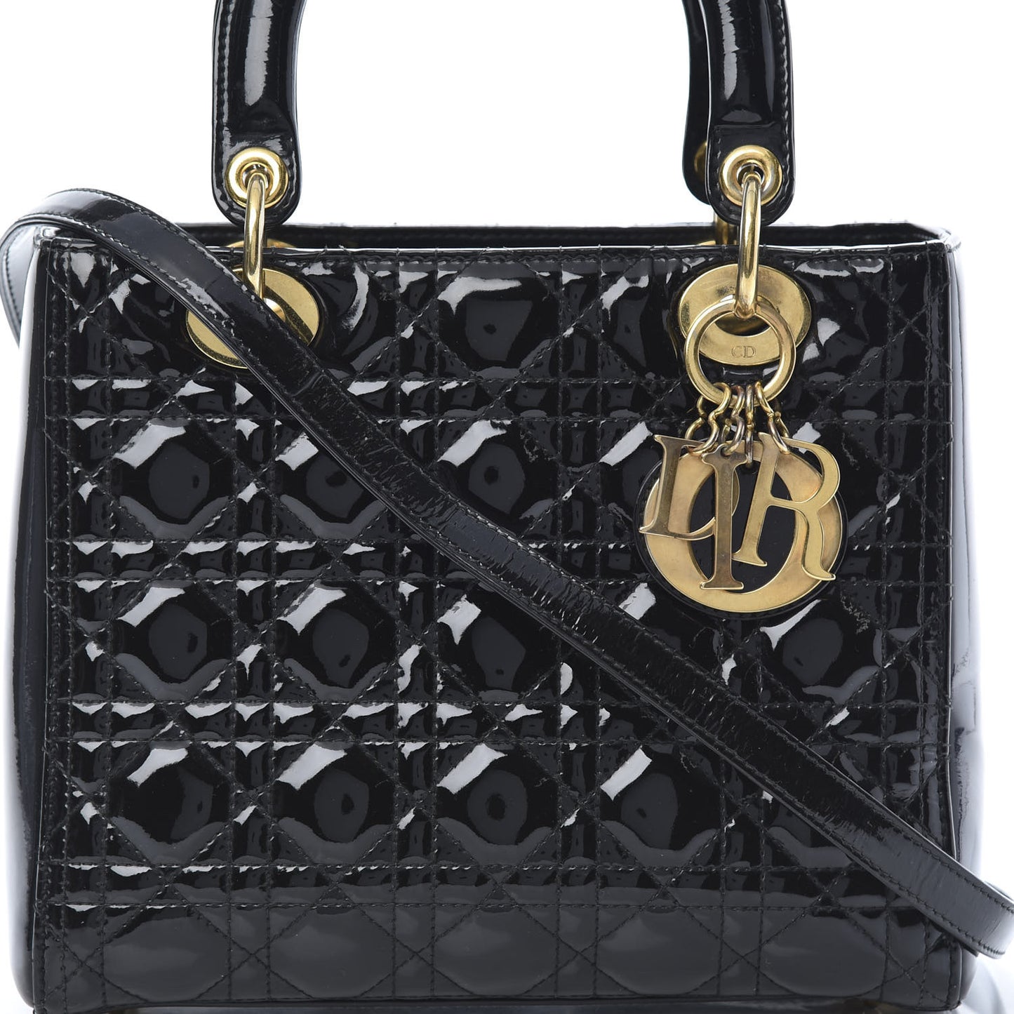 Patent Cannage Medium Lady Dior Black