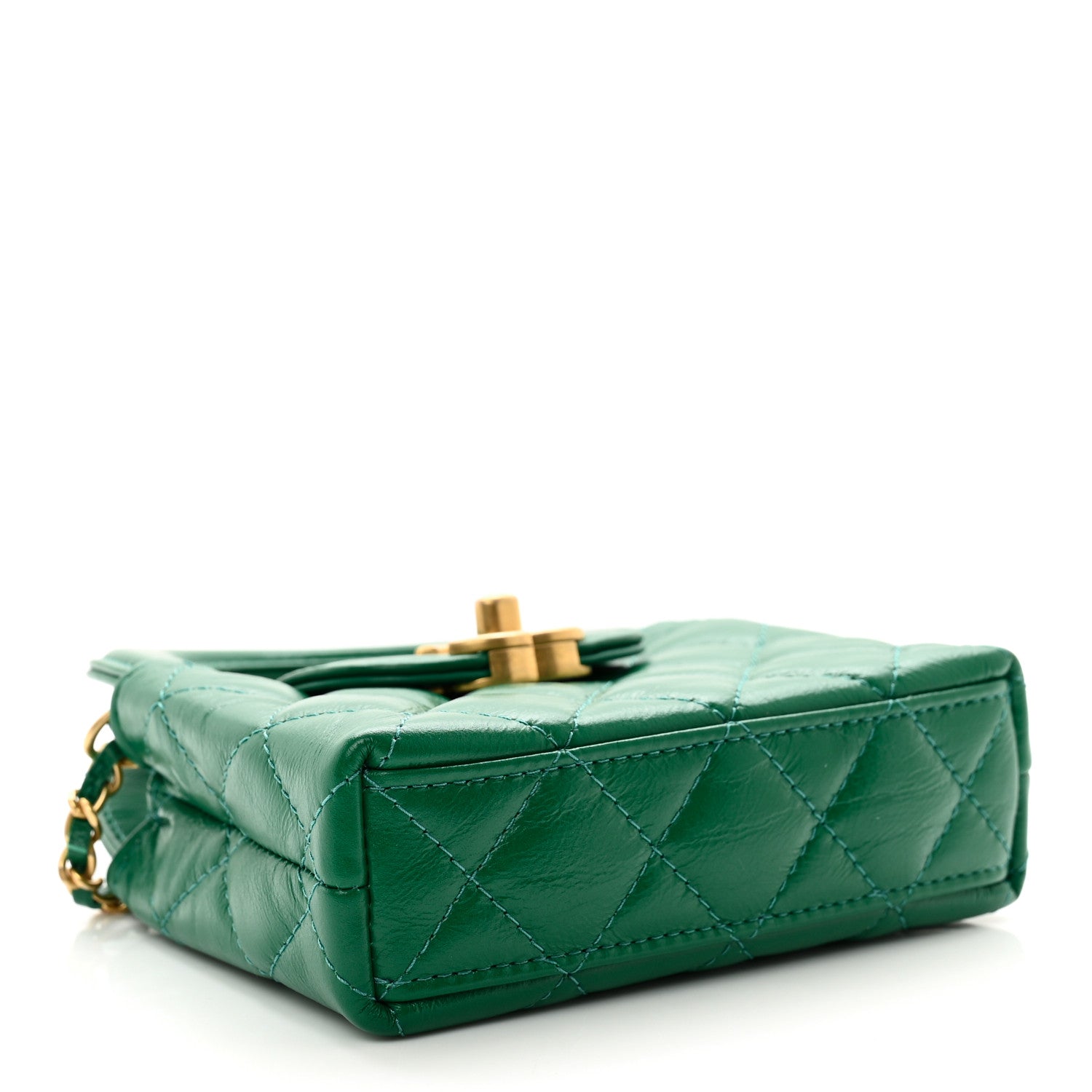 Chanel Shiny Aged Calfskin Quilted Mini Nano Kelly Shopper Green 6 of 12