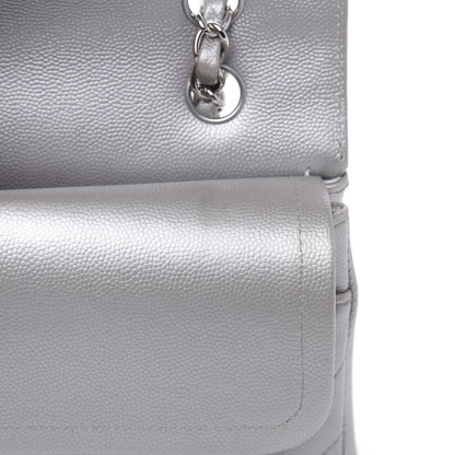 Chanel Metallic Caviar Chevron Quilted Medium Double Flap Silver 8 of 16