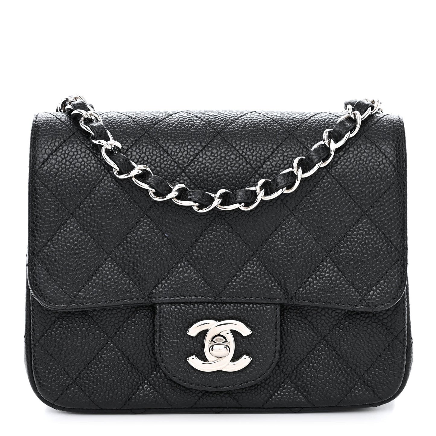 Caviar Quilted Mini Square Flap Black