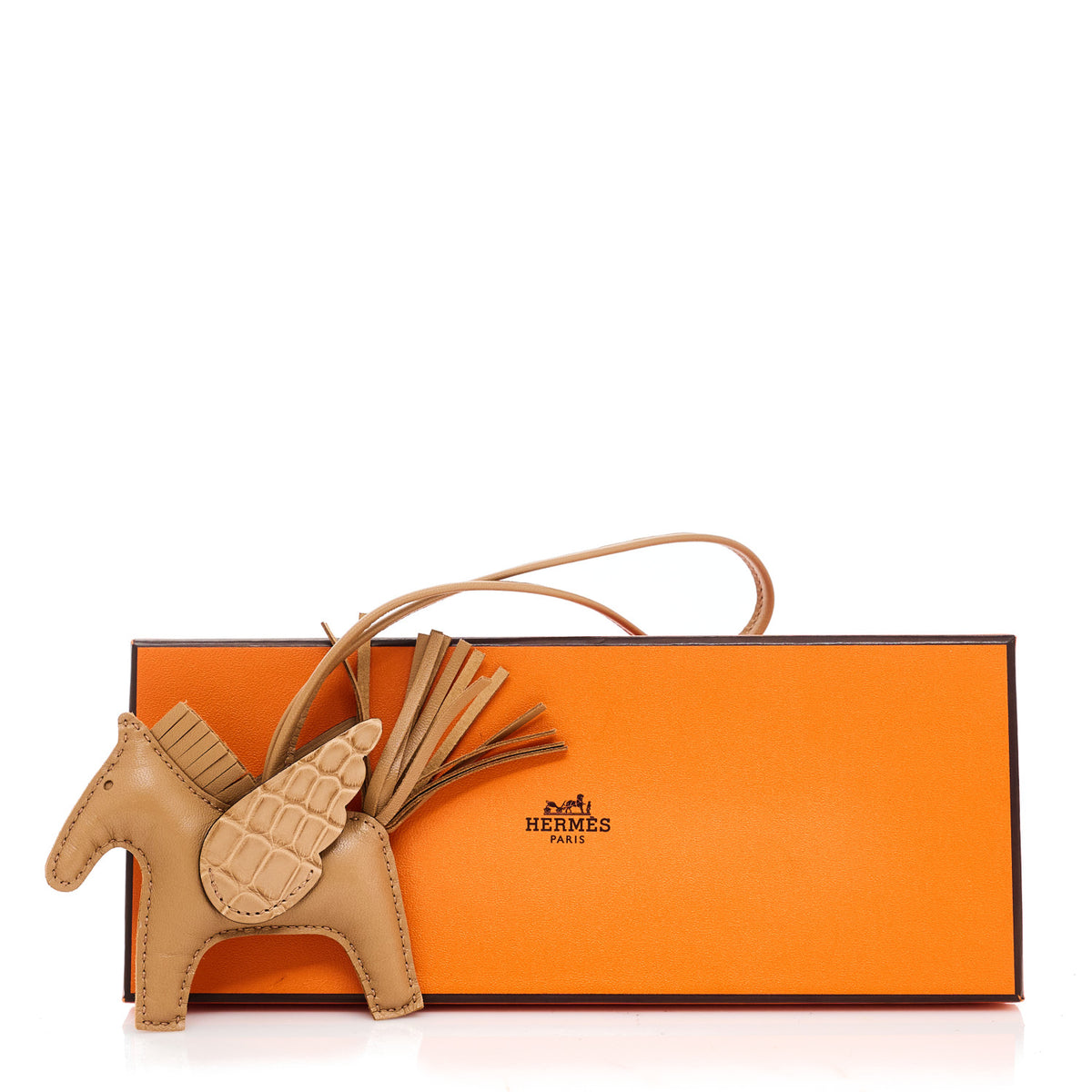 Hermes Milo Lambskin Matte Alligator Touch Grigri Rodeo Pegase Horse Bag Charm PM Chai 5 of 5