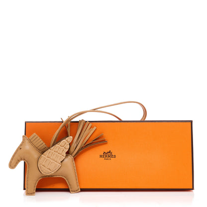 Hermes Milo Lambskin Matte Alligator Touch Grigri Rodeo Pegase Horse Bag Charm PM Chai 5 of 5
