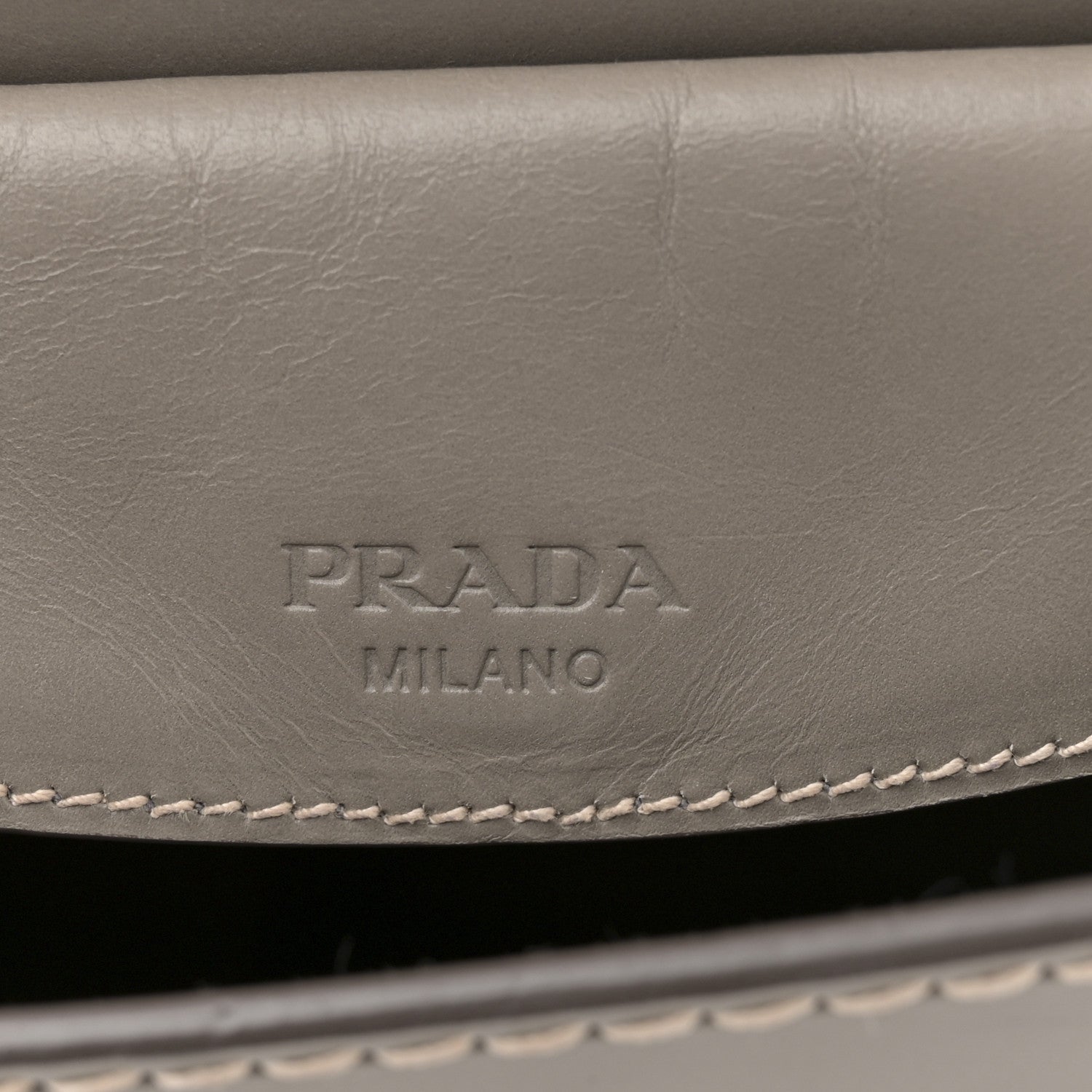 Prada Vitello Tri-Color Medium Sound Top Handle Satchel Grigio Black 6 of 15