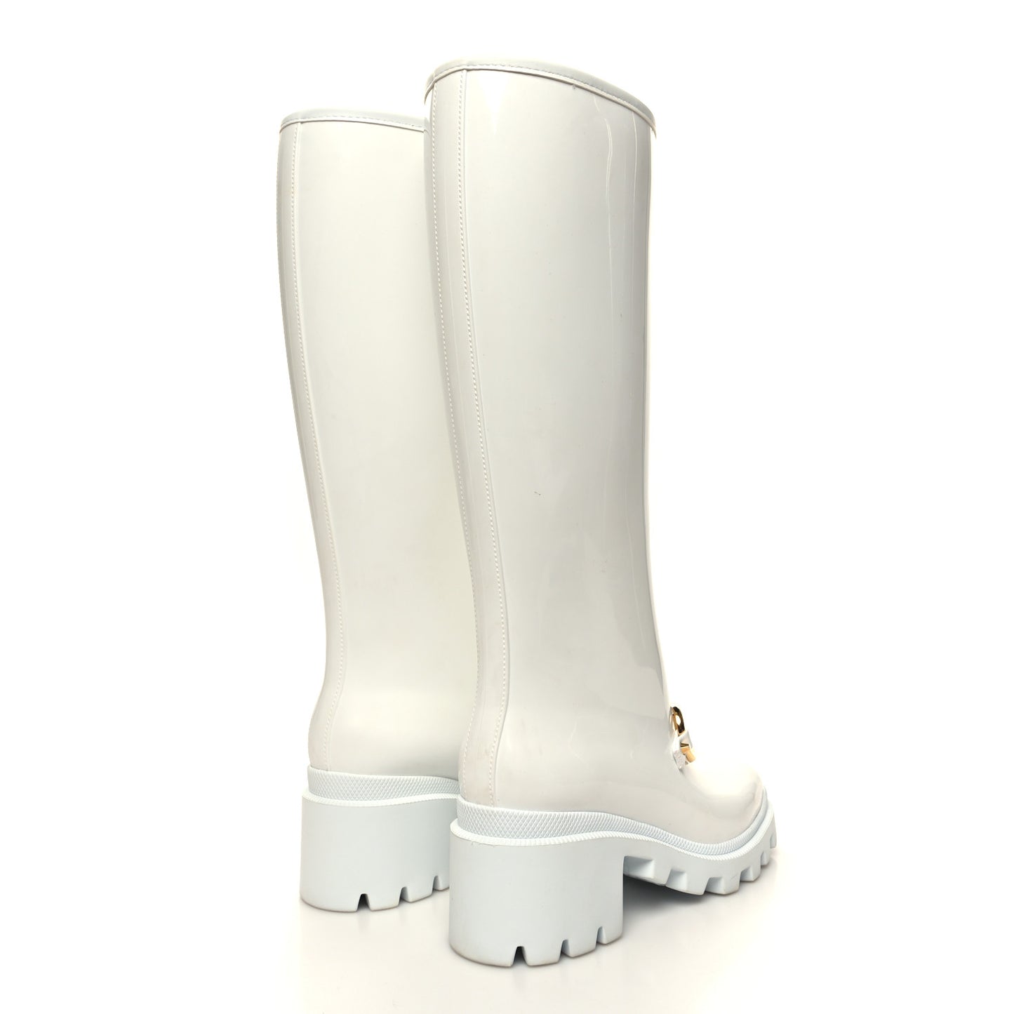 Rubber Horsebit Knee High Boots 35 Great White