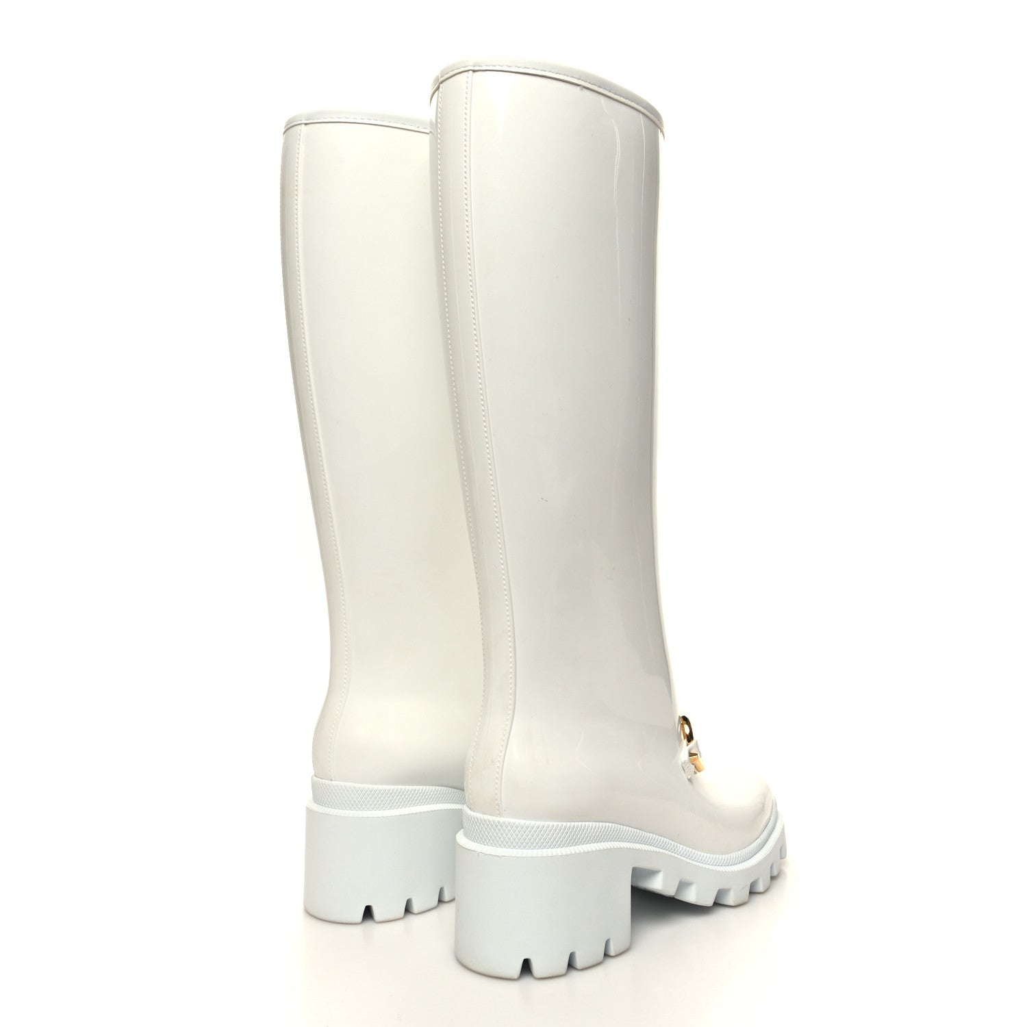 Gucci Rubber Horsebit Knee High Boots 35 Great White 4 of 11