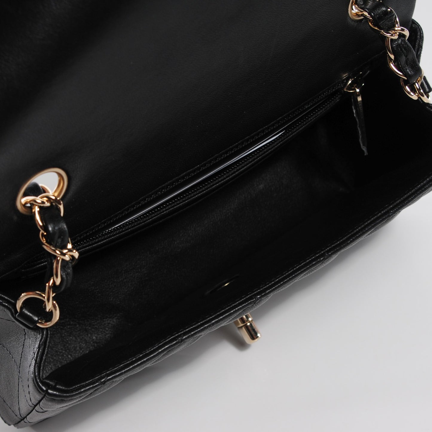 Lambskin Quilted Mini Rectangular Flap Black
