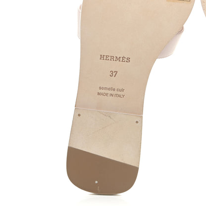 Hermes Box Calfskin Oran Sandals 37 Rose Pale 8 of 12