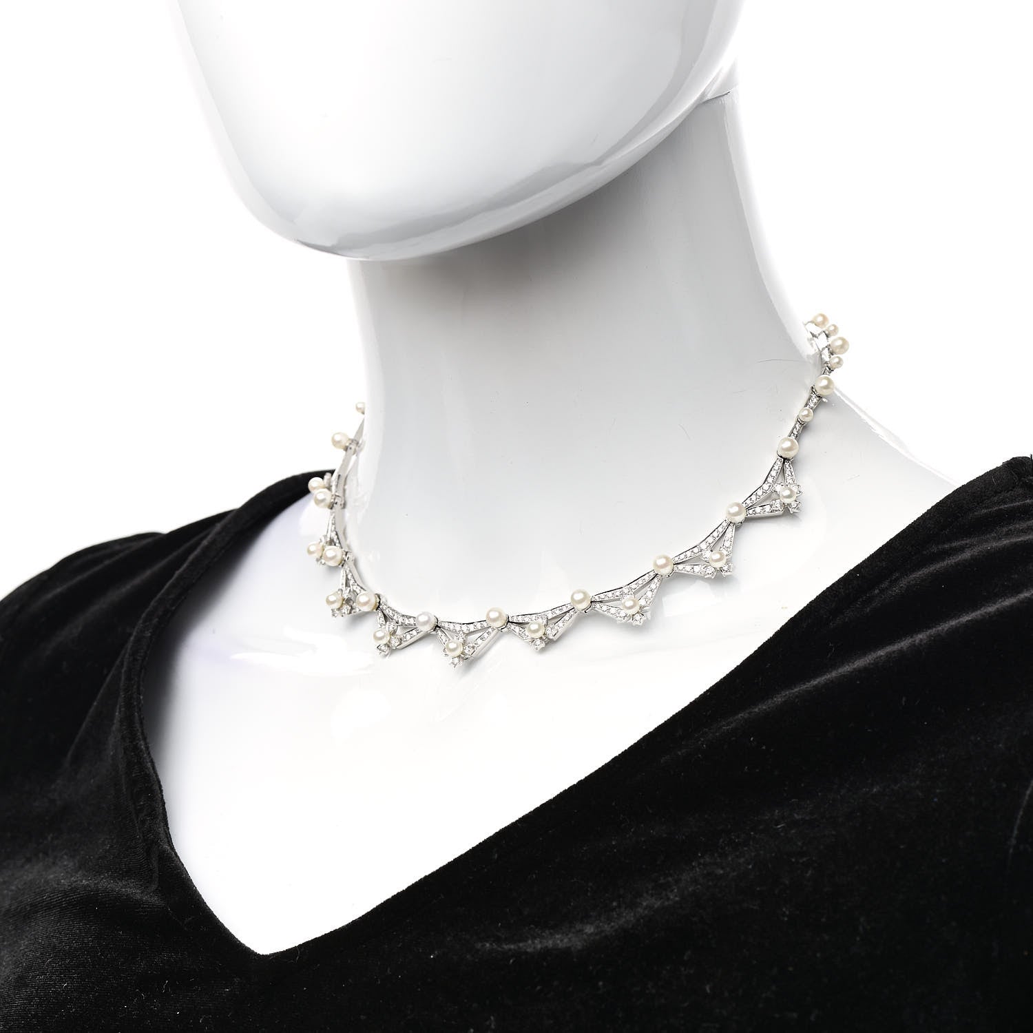 Tiffany Platinum Diamond Akoya Pearl Floret Necklace 2 of 5
