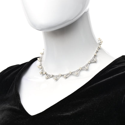 Tiffany Platinum Diamond Akoya Pearl Floret Necklace 2 of 5
