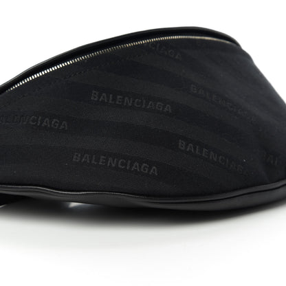 Balenciaga Canvas Jacquard Diagonal Allover Logo XS Souvenir Belt Bag Black 6 of 9