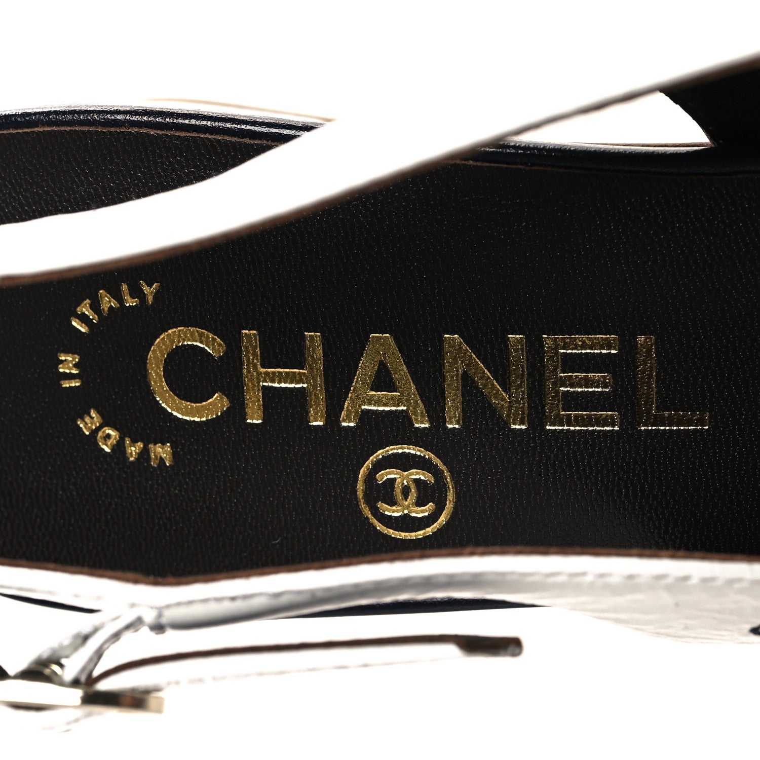 Chanel Calfskin Cap Toe CC Slingback Pumps 40 White Dark Navy 9 of 10