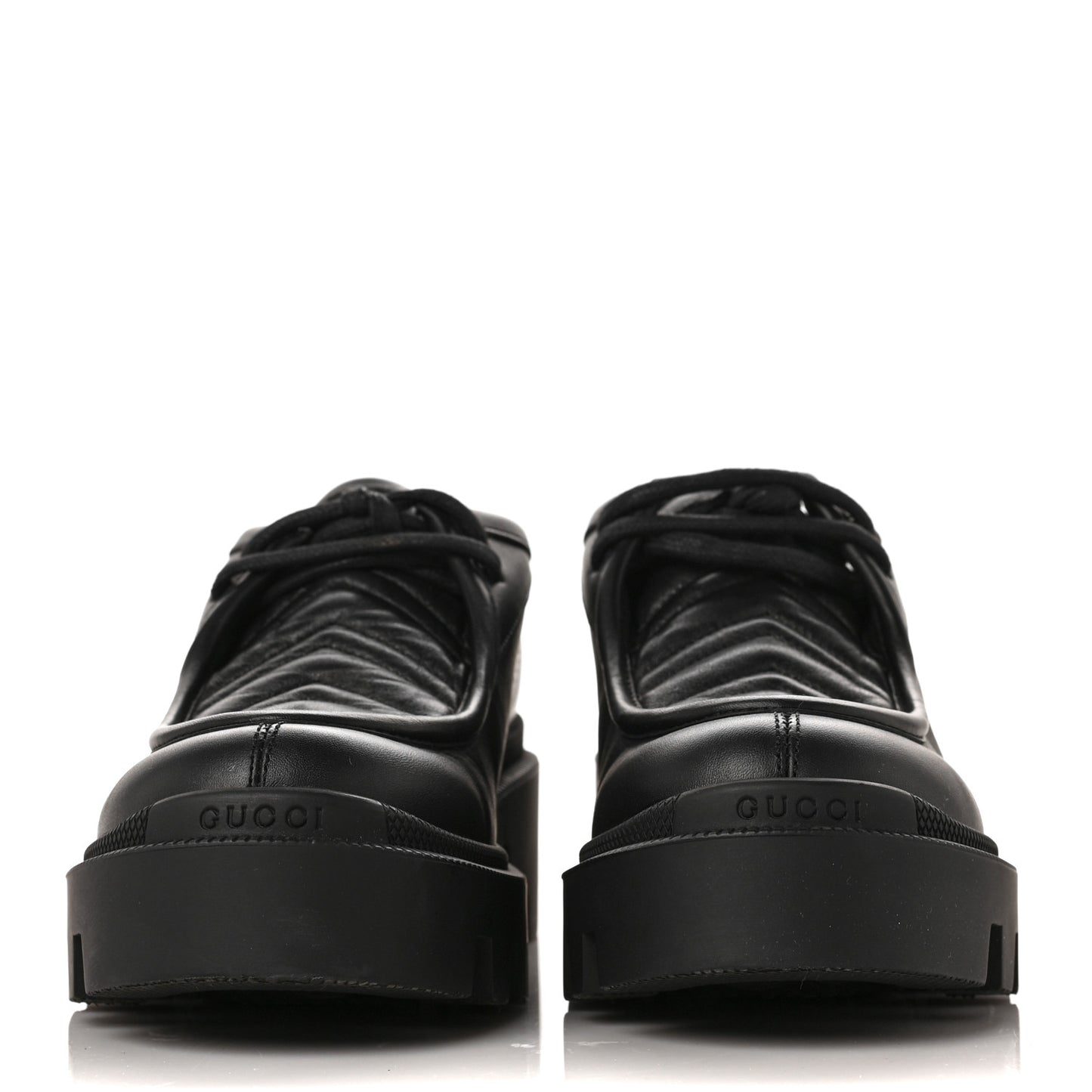 Calfskin Nappa Matelasse Lug Sole Derby Loafers 35.5 Black