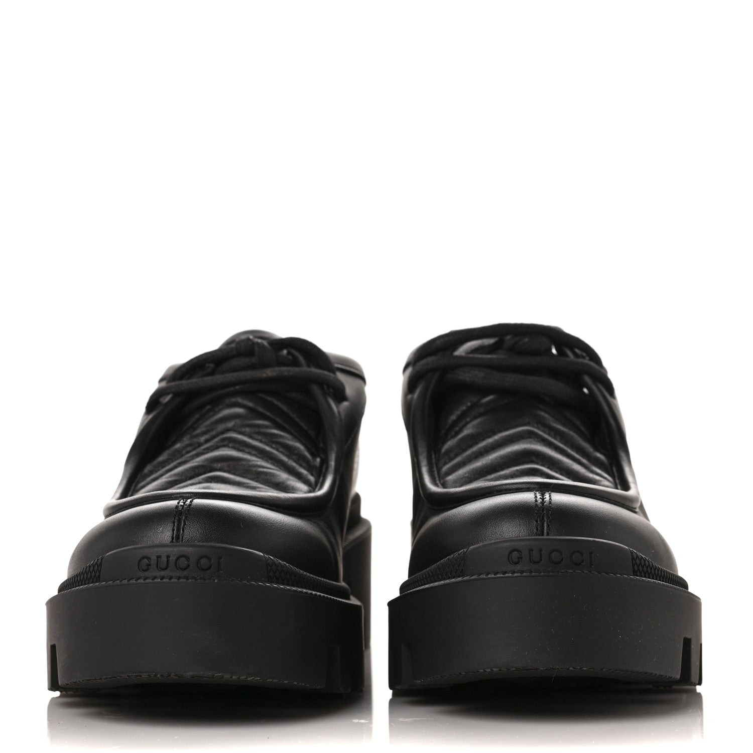 Gucci Calfskin Nappa Matelasse Lug Sole Derby Loafers 35.5 Black 2 of 7