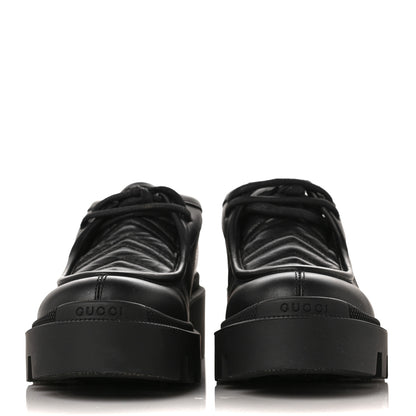 Gucci Calfskin Nappa Matelasse Lug Sole Derby Loafers 35.5 Black 2 of 7