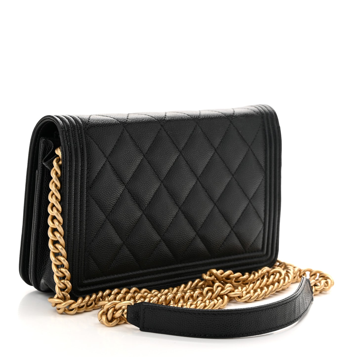 Caviar Quilted Boy Wallet On Chain WOC Black
