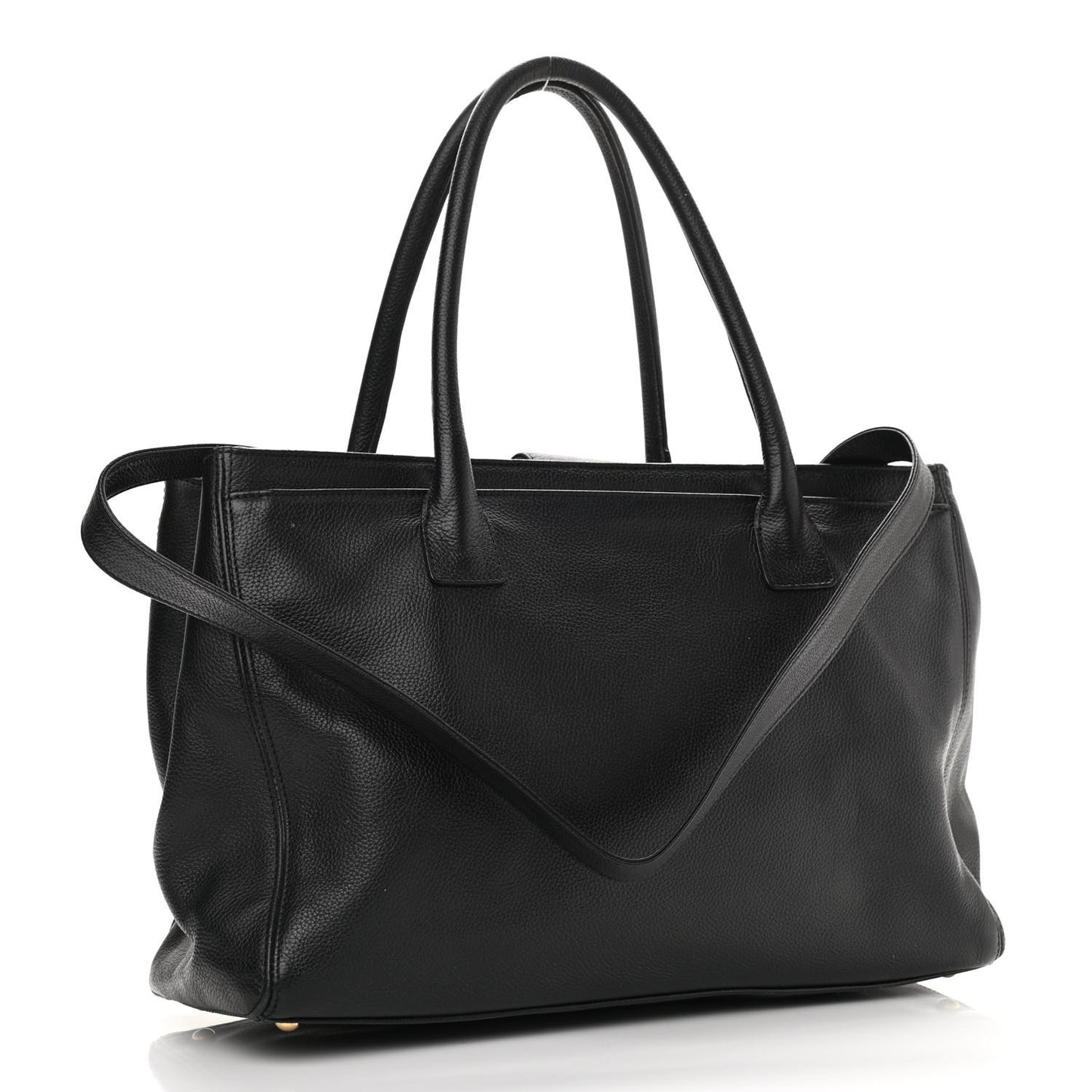Calfskin Cerf Executive Shopper Tote Black