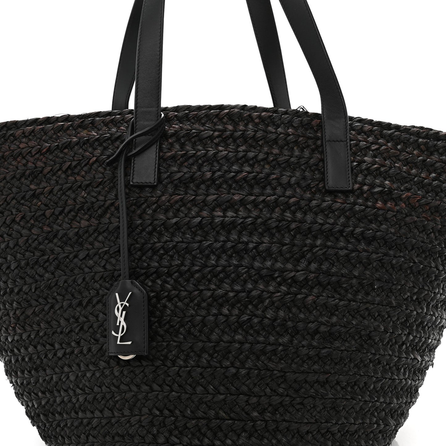 Raffia Medium Panier Bag Black